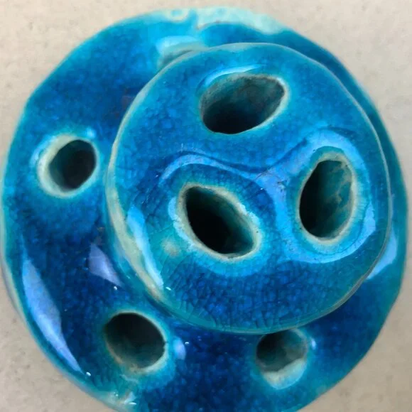 Vintage Flower Frogs Set Of 3 Clear, Carnival Glass, Ceramic - Picture 15 of 16